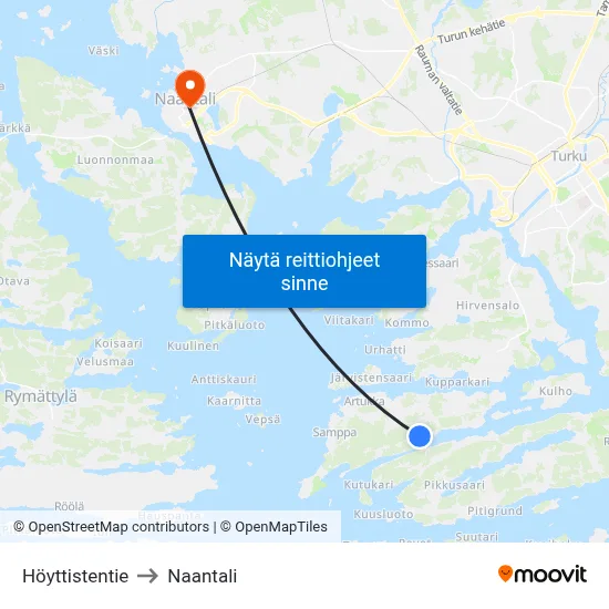 Höyttistentie to Naantali map