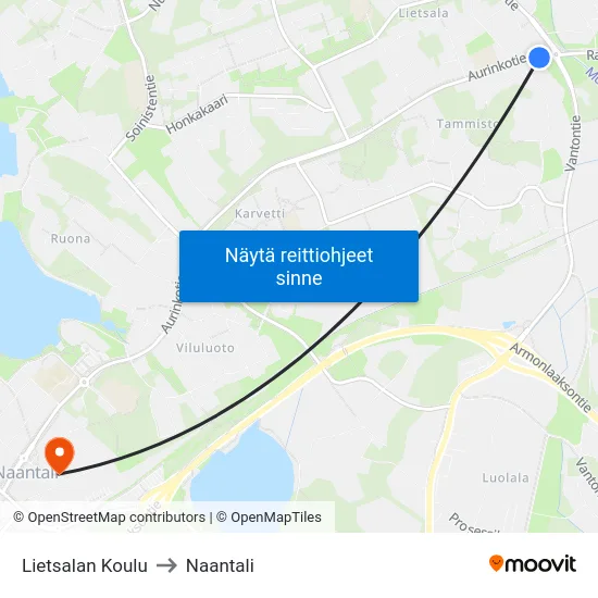 Lietsalan Koulu to Naantali map
