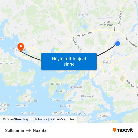 Solkitarha to Naantali map