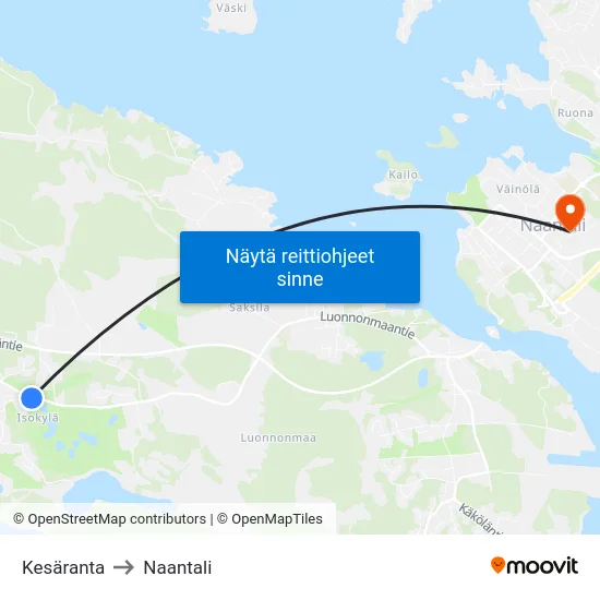 Kesäranta to Naantali map