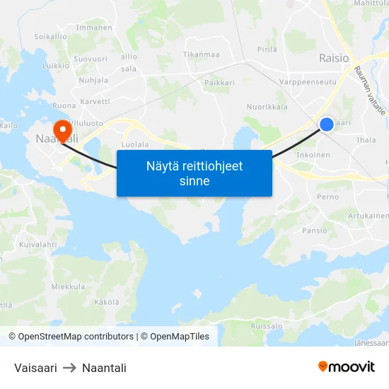 Vaisaari to Naantali map