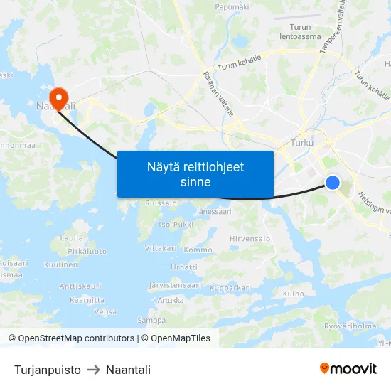 Turjanpuisto to Naantali map