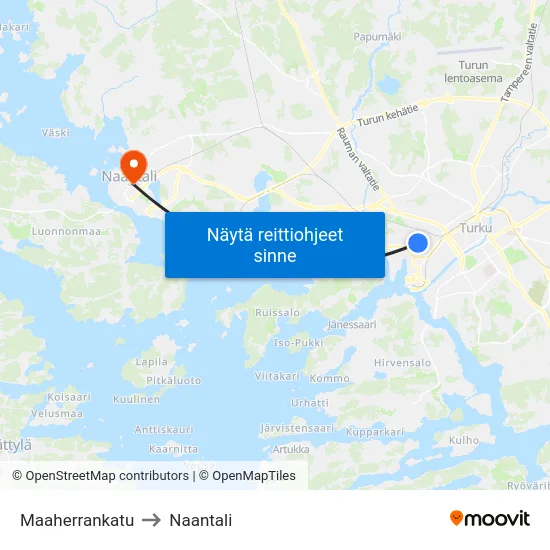 Maaherrankatu to Naantali map