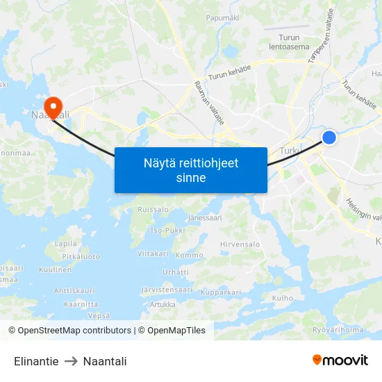 Elinantie to Naantali map
