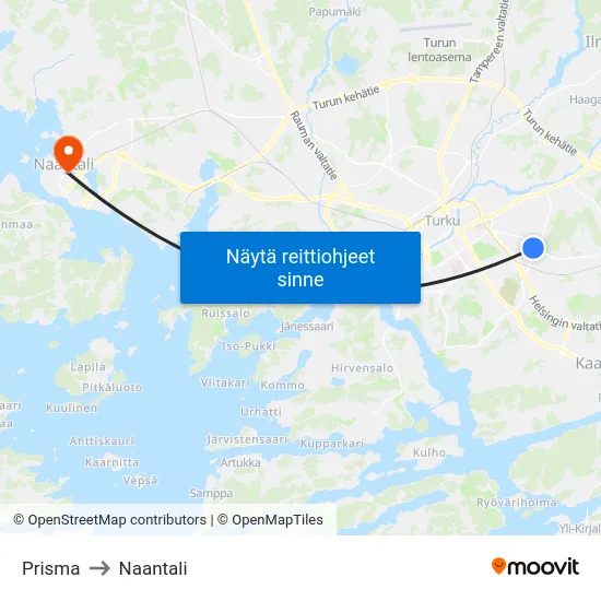 Prisma to Naantali map