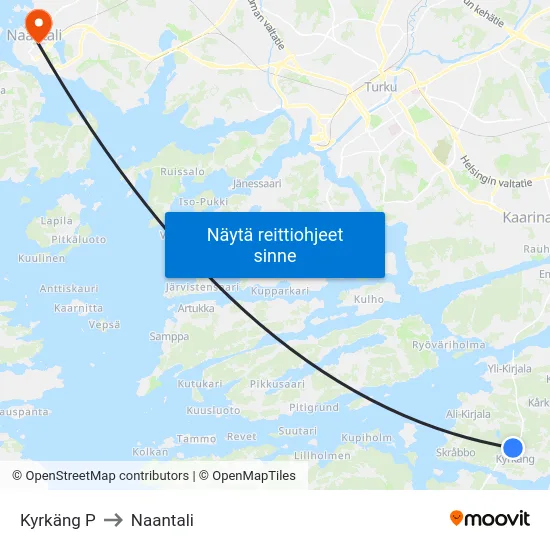 Kyrkäng P to Naantali map