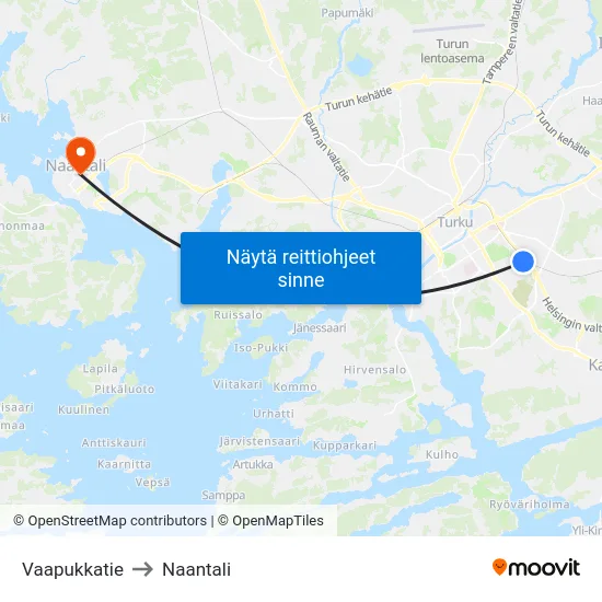 Vaapukkatie to Naantali map
