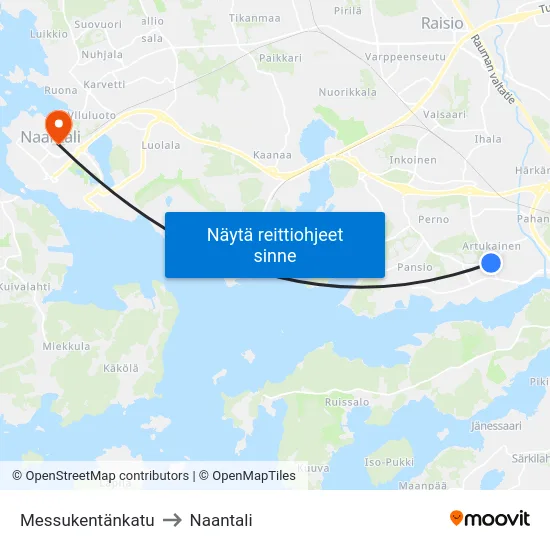 Messukentänkatu to Naantali map