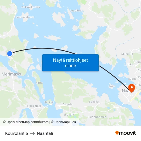 Kouvolantie to Naantali map