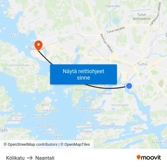 Kölikatu to Naantali map