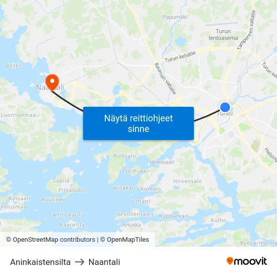 Aninkaistensilta to Naantali map