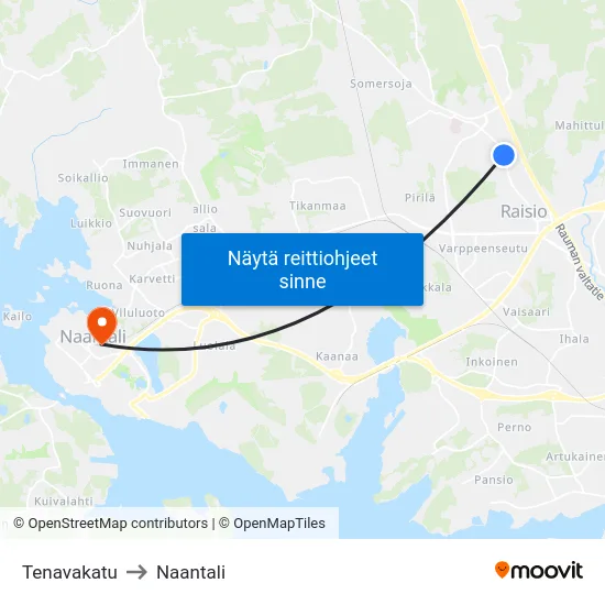 Tenavakatu to Naantali map