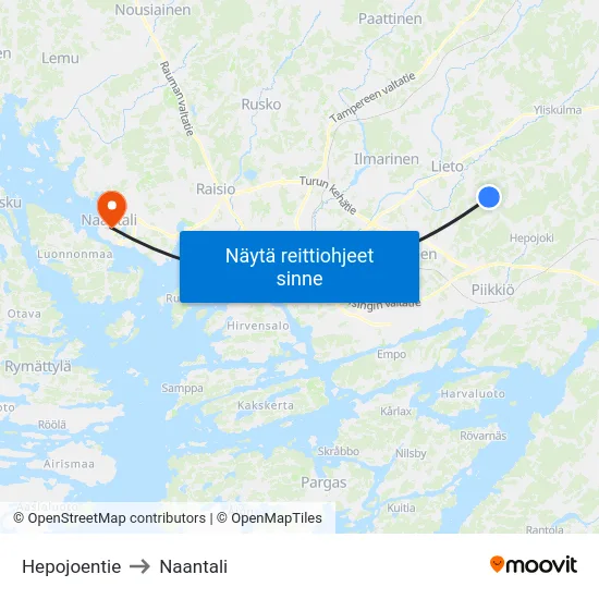 Hepojoentie to Naantali map