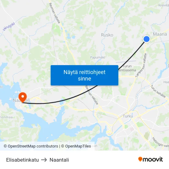 Elisabetinkatu to Naantali map