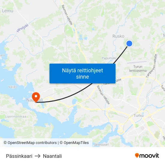 Pässinkaari to Naantali map