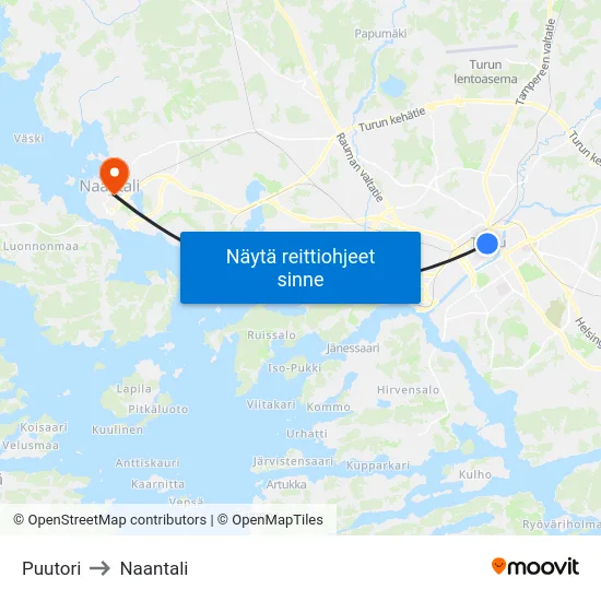 Puutori to Naantali map