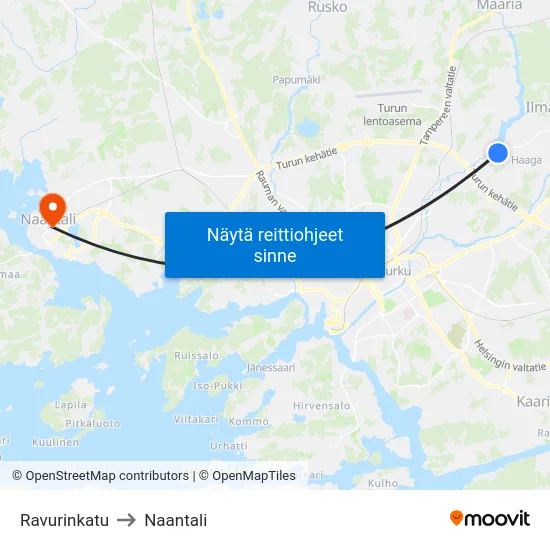 Ravurinkatu to Naantali map