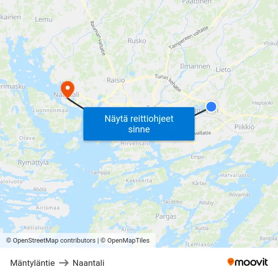 Mäntyläntie to Naantali map