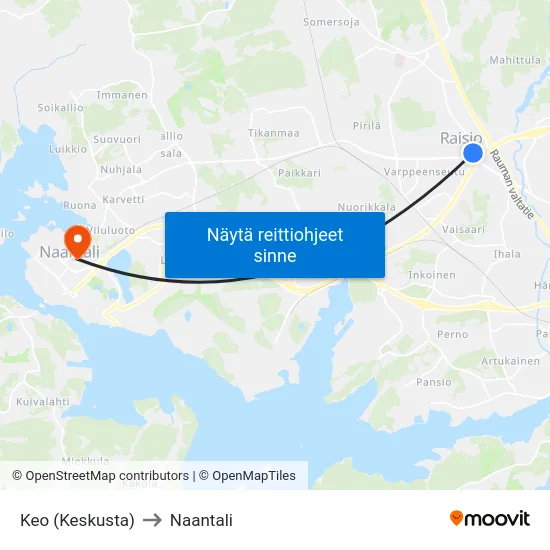 Keo (Keskusta) to Naantali map