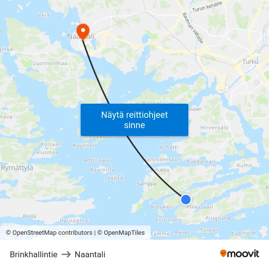 Brinkhallintie to Naantali map