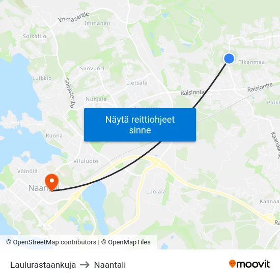 Laulurastaankuja to Naantali map