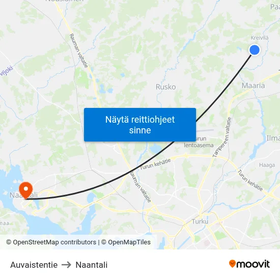 Auvaistentie to Naantali map