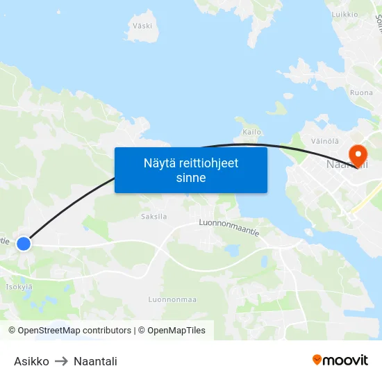 Asikko to Naantali map