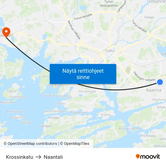 Krossinkatu to Naantali map