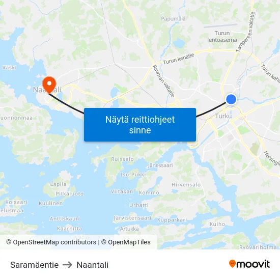 Saramäentie to Naantali map