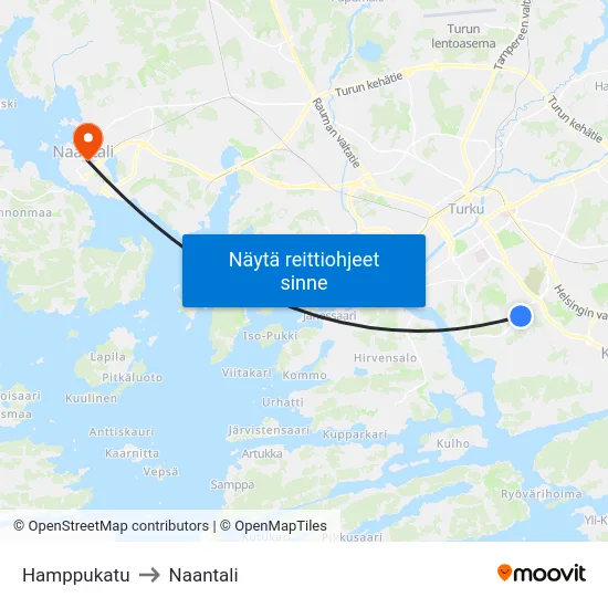 Hamppukatu to Naantali map