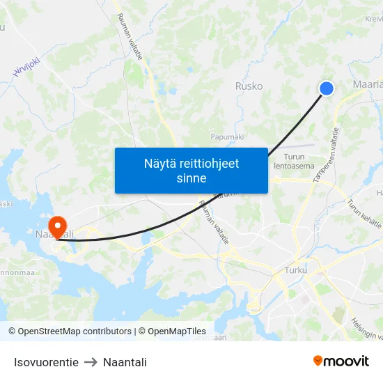 Isovuorentie to Naantali map