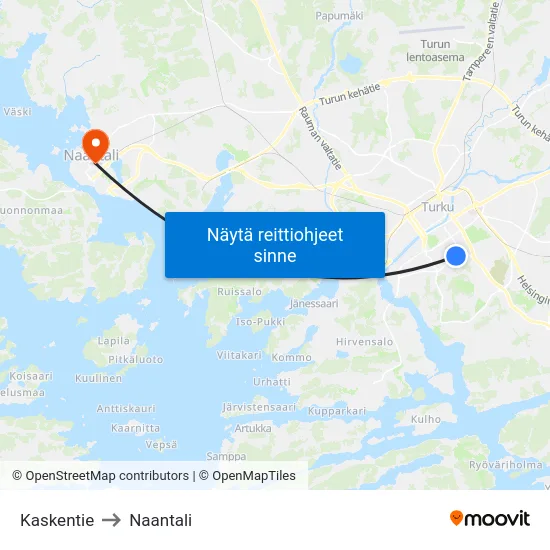 Kaskentie to Naantali map