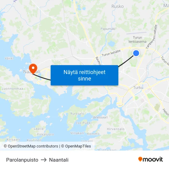 Parolanpuisto to Naantali map