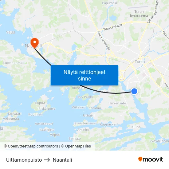 Uittamonpuisto to Naantali map