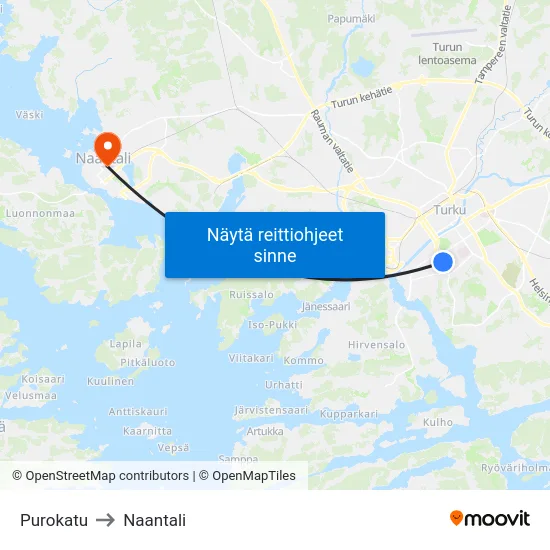 Purokatu to Naantali map