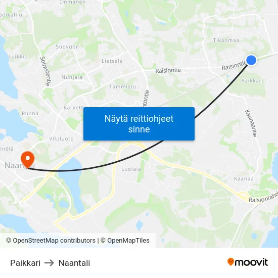 Paikkari to Naantali map
