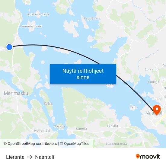 Lieranta to Naantali map