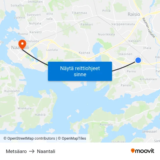 Metsäaro to Naantali map