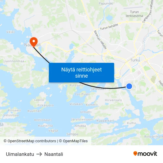 Uimalankatu to Naantali map
