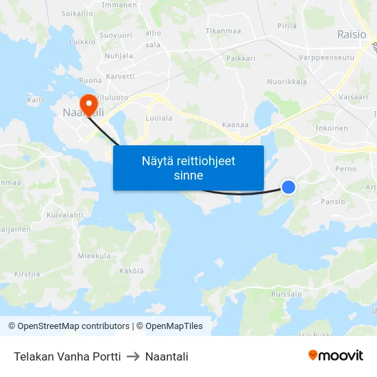 Telakan Vanha Portti to Naantali map