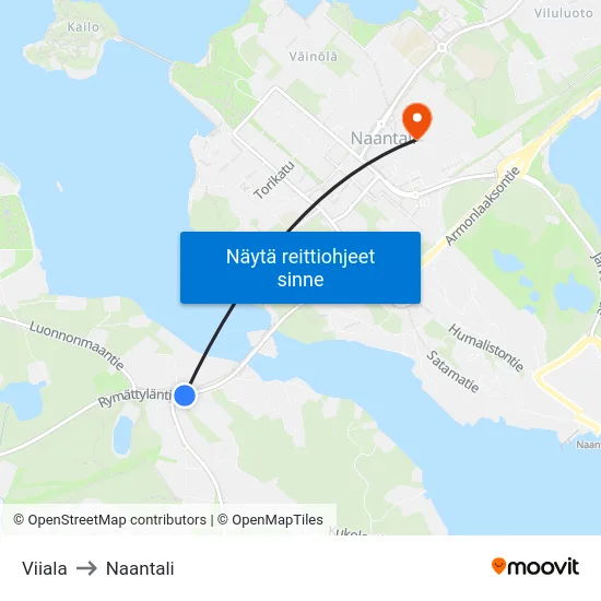 Viiala to Naantali map
