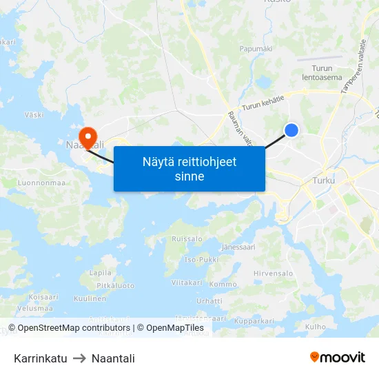 Karrinkatu to Naantali map