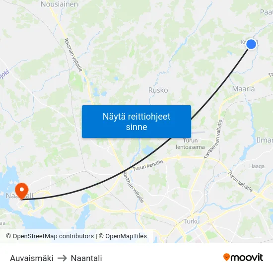 Auvaismäki to Naantali map