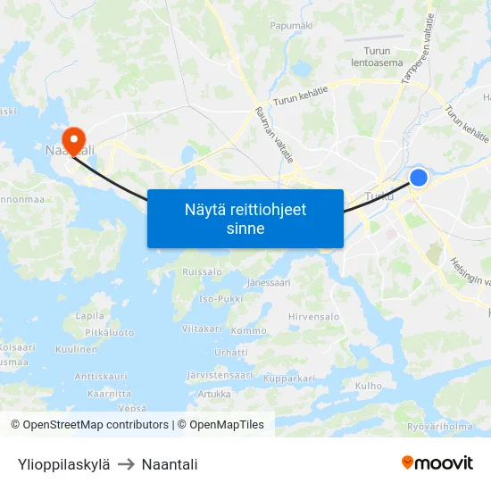 Ylioppilaskylä to Naantali map