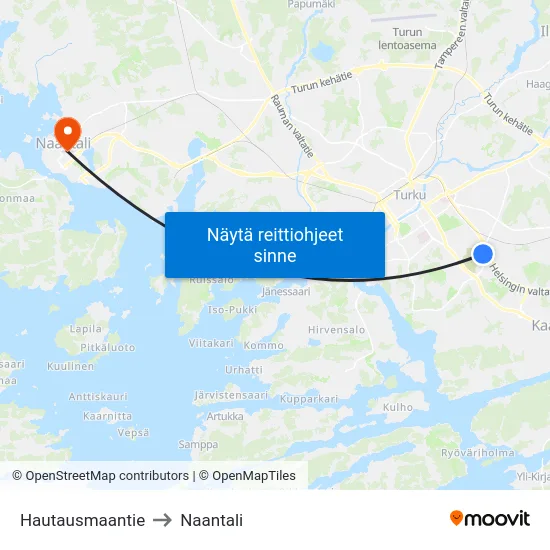 Hautausmaantie to Naantali map