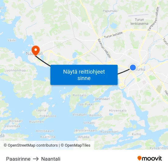 Paasirinne to Naantali map