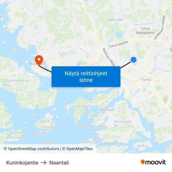 Kuninkojantie to Naantali map