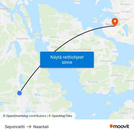 Seponraitti to Naantali map