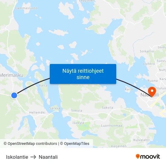 Iskolantie to Naantali map