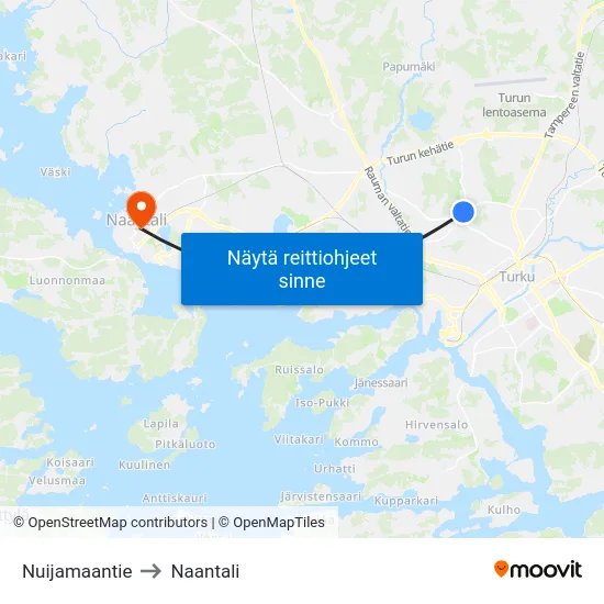 Nuijamaantie to Naantali map